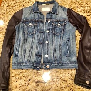 Rag and Bone lamb leather sleeve denim jacket
